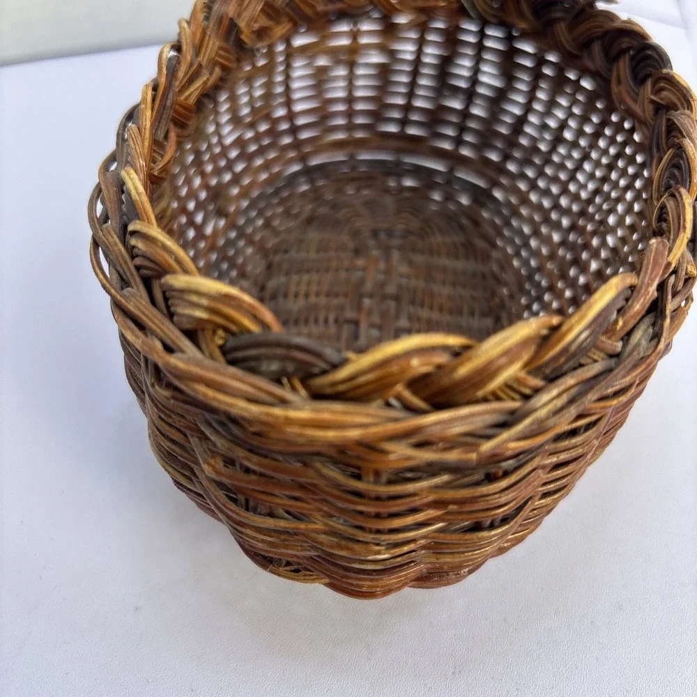 Bunny Rabbit Figural Basket Vtg Brown Wicker Woven‎ Rattan Storage Decorative 7